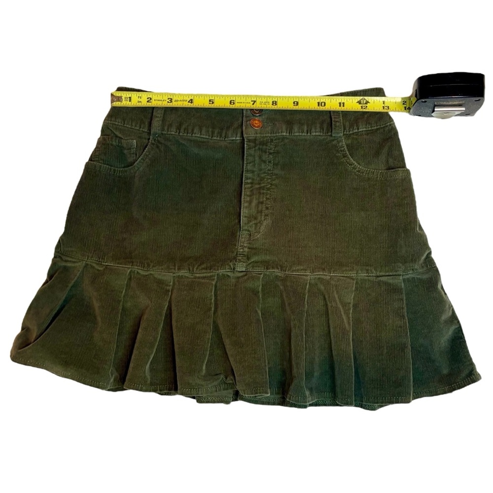 Hollister Olive Green Corduroy Ruffle High-Rise Mini Skirt-Size Small - Picture 7 of 9